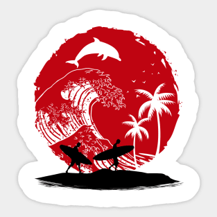 Surfing the big wave Sticker